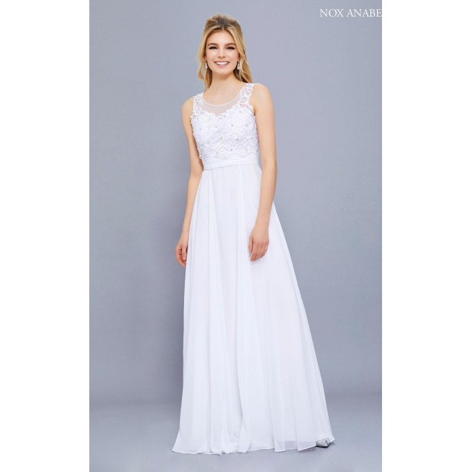 Illusion Applique Ornate Gown