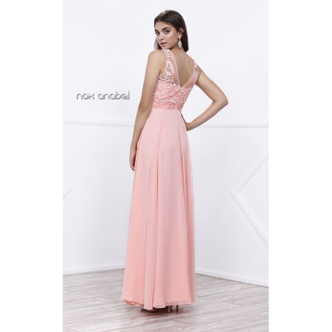 Illusion Applique Ornate Gown