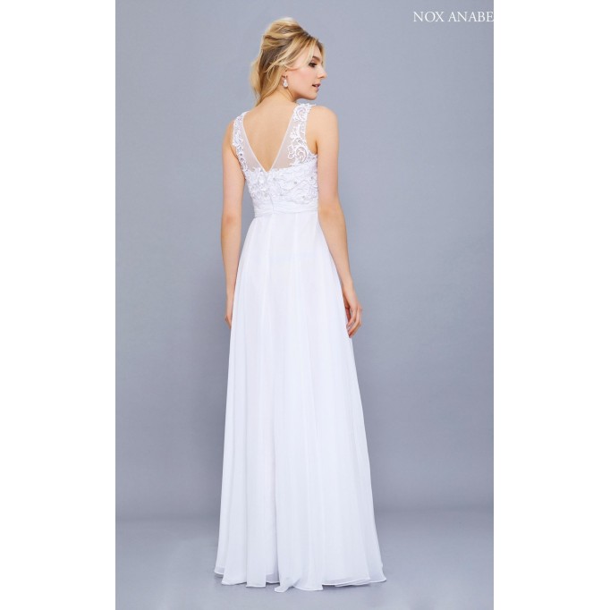 Illusion Applique Ornate Gown