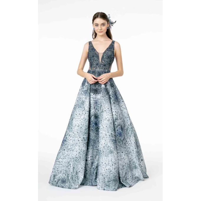Floral Print Halter Evening GL1837 Dress