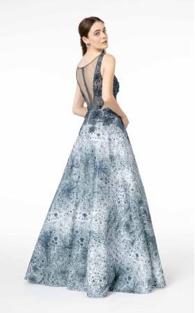 Floral Print Halter Evening GL1837 Dress
