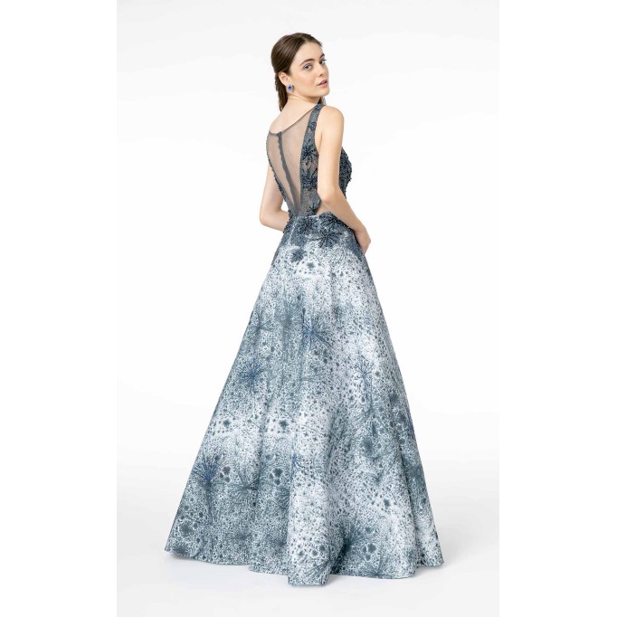 Floral Print Halter Evening GL1837 Dress