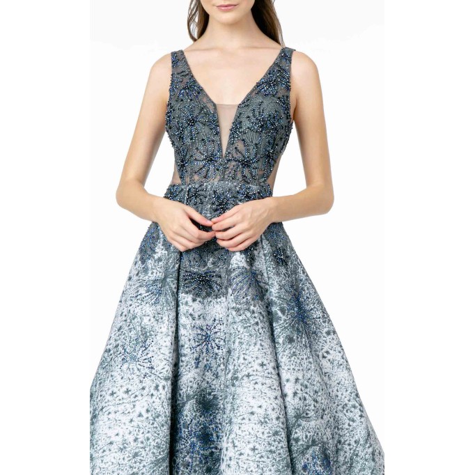 Floral Print Halter Evening GL1837 Dress