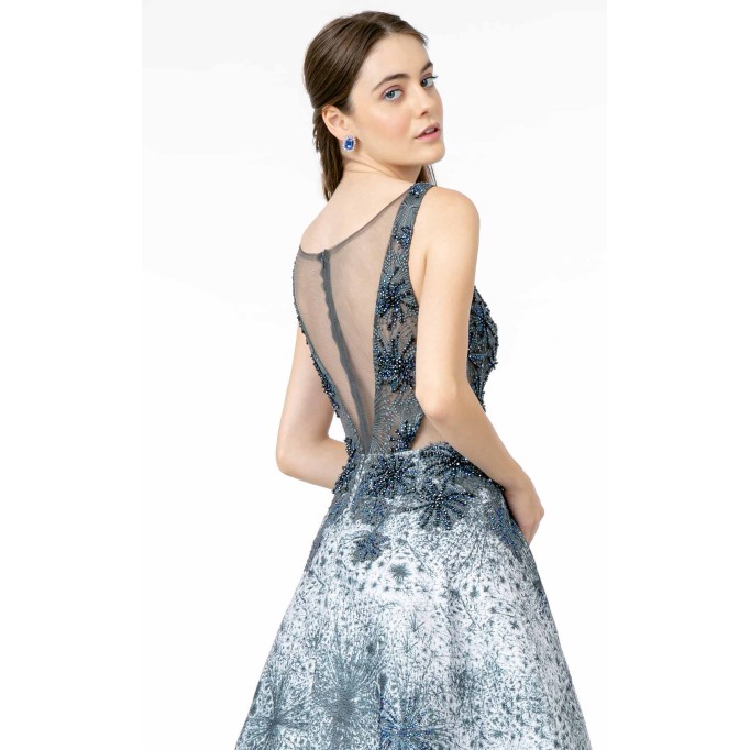 Floral Print Halter Evening GL1837 Dress