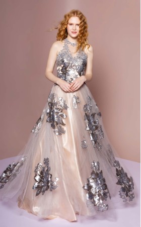 Floral Print Halter Evening GL2655 Dress