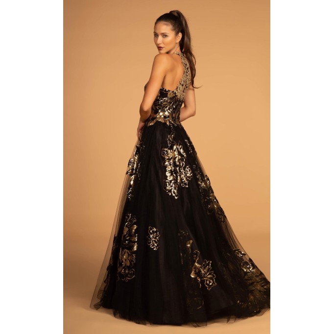 Floral Print Halter Evening GL2655 Dress