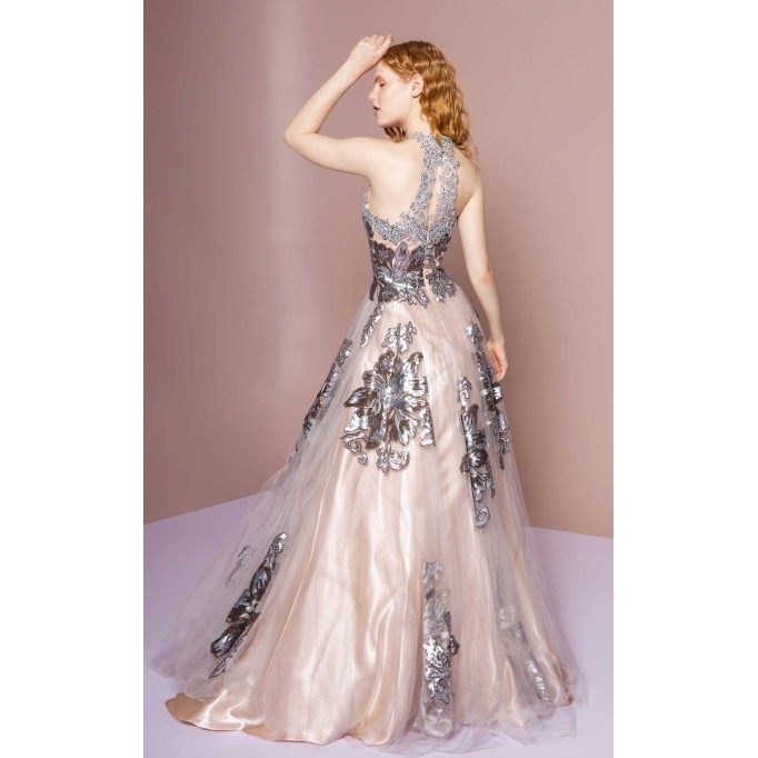 Floral Print Halter Evening GL2655 Dress