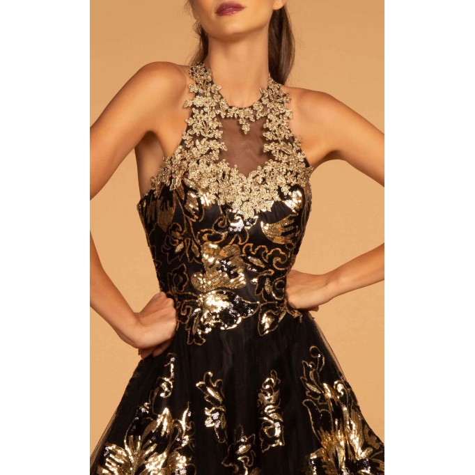 Floral Print Halter Evening GL2655 Dress