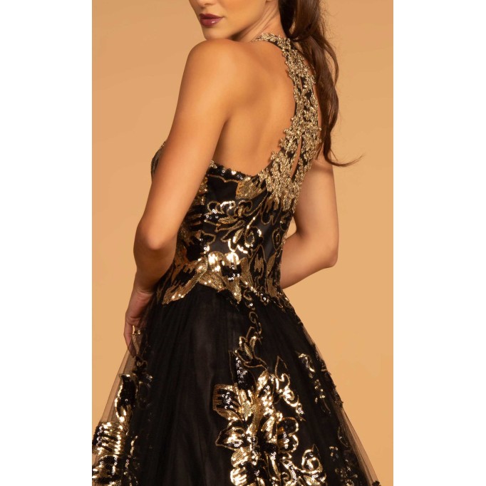 Floral Print Halter Evening GL2655 Dress