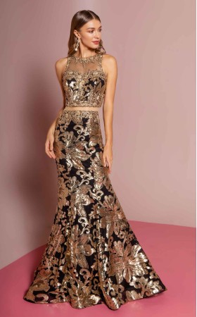 Floral Print Halter Evening GL2272 Dress