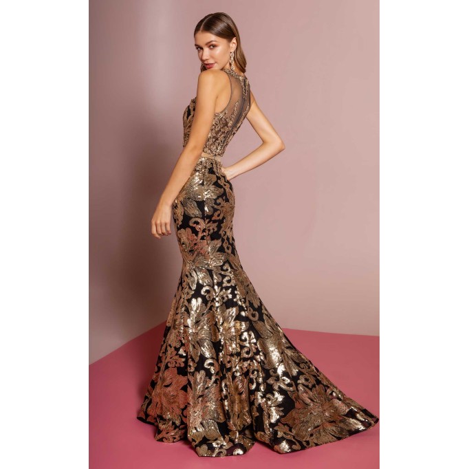Floral Print Halter Evening GL2272 Dress