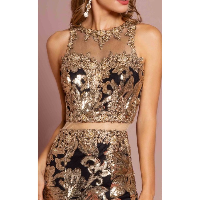 Floral Print Halter Evening GL2272 Dress