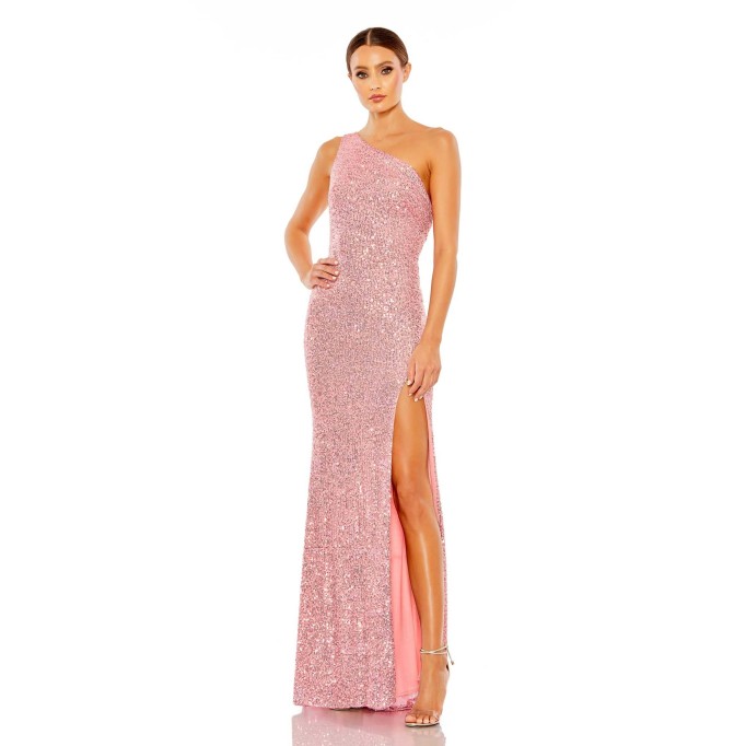 One-shoulder Sequined Sheath Dress