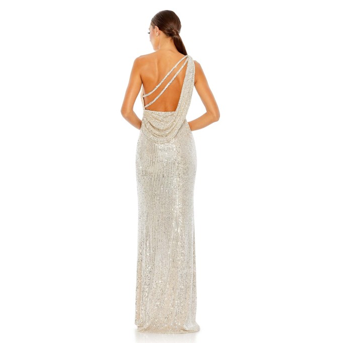 One-shoulder Sequined Sheath Dress