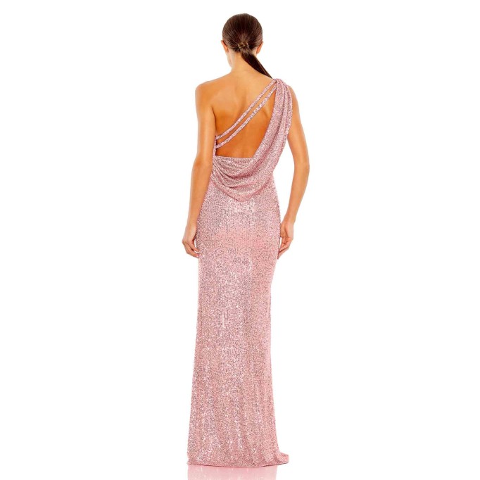 One-shoulder Sequined Sheath Dress