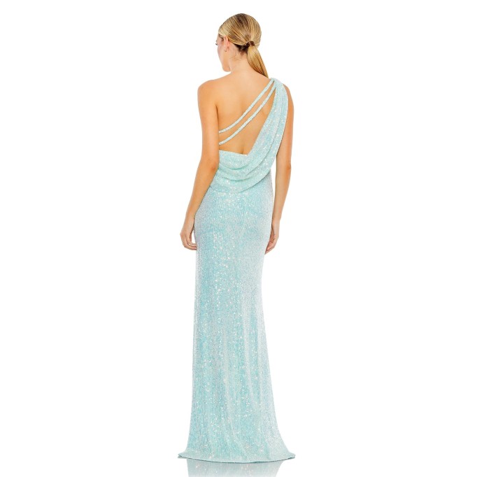 One-shoulder Sequined Sheath Dress