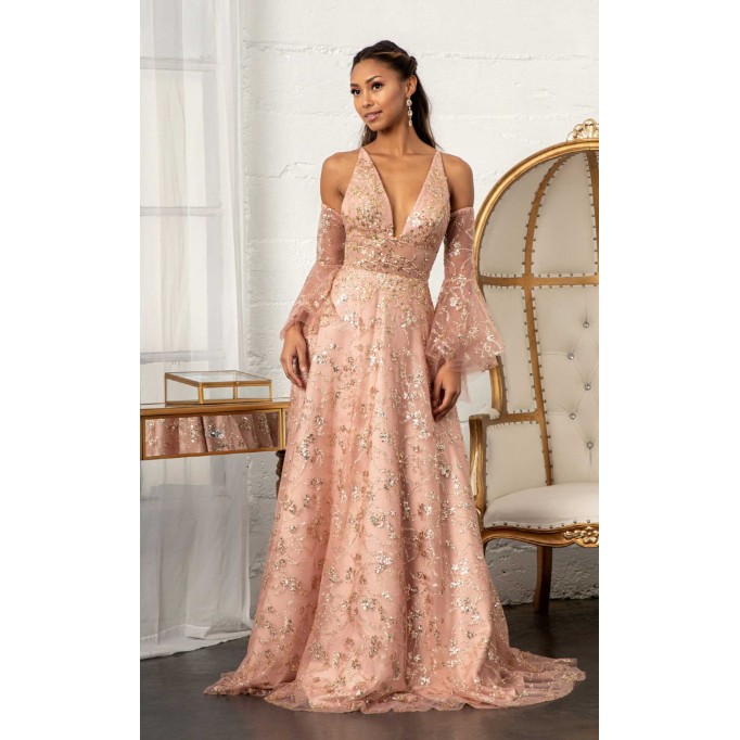 Floral Print Halter Evening GL3002 Dress