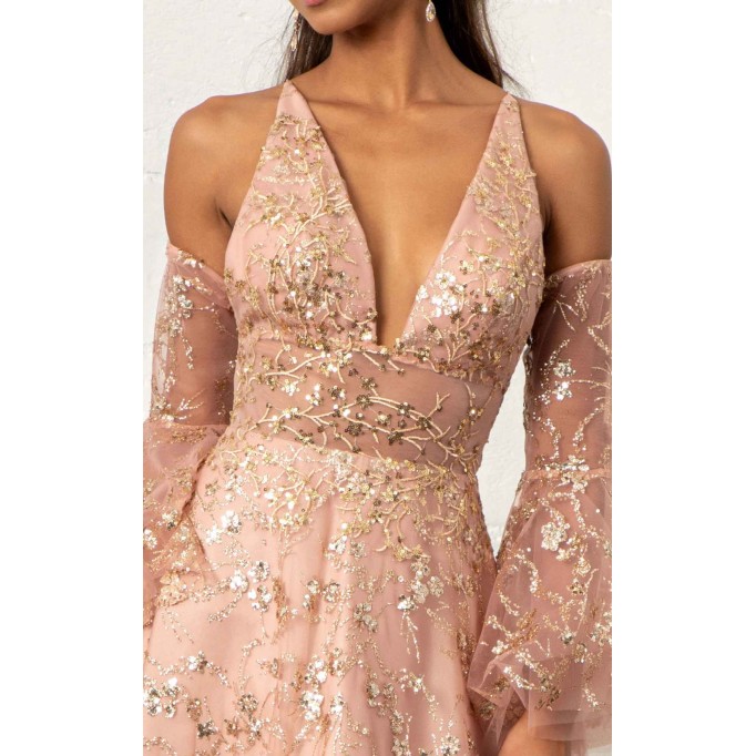 Floral Print Halter Evening GL3002 Dress