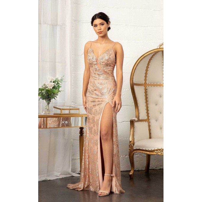 Floral Print Halter Evening GL3004 Dress