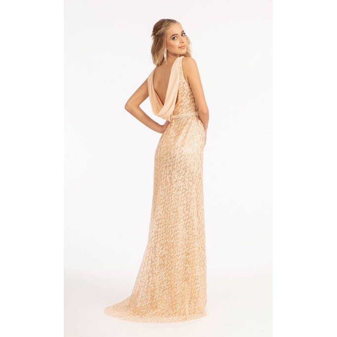 Floral Print Halter Evening GL3008 Dress