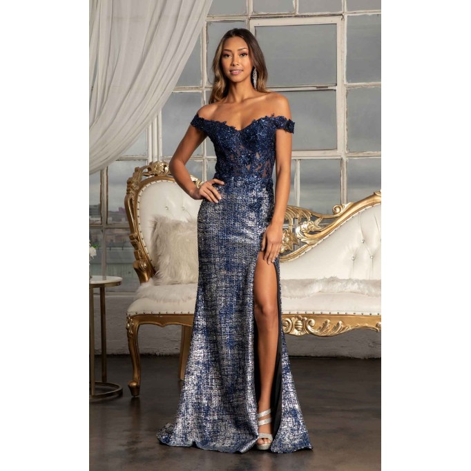 Floral Print Halter Evening GL3024 Dress