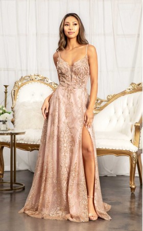 Floral Print Halter Evening GL3031 Dress