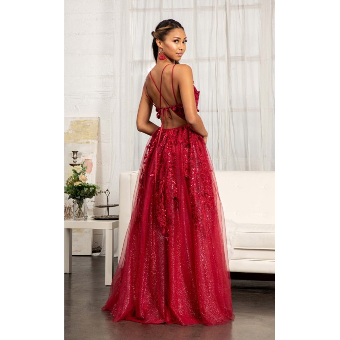 Floral Print Halter Evening GL3033 Dress