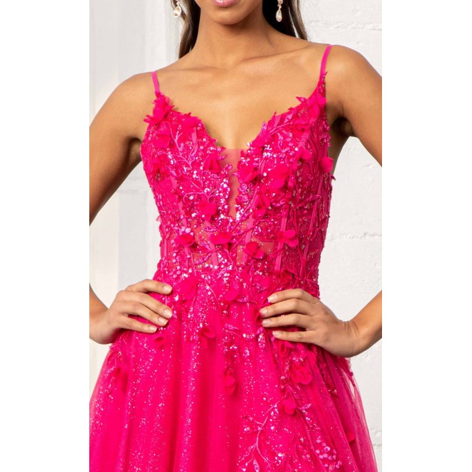 Floral Print Halter Evening GL3034 Dress