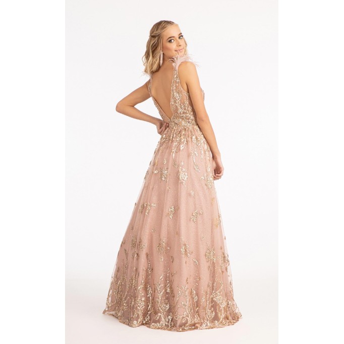 Floral Print Halter Evening GL3048 Dress