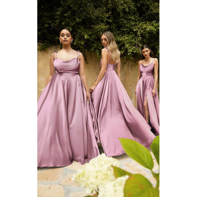 Women Satin A-Line Slit Dress