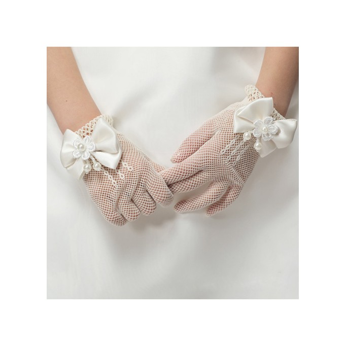 White Polyester Wrist Length Glove