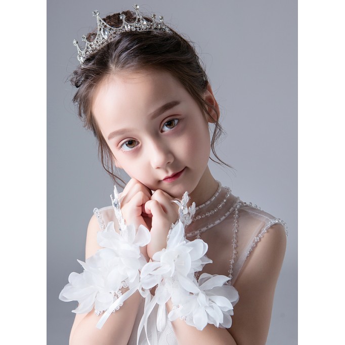 Lace With Crystal/Flower Wrist Length Glove