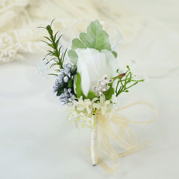 Free-Form Silk Flower Boutonniere (Sold in a single piece) -