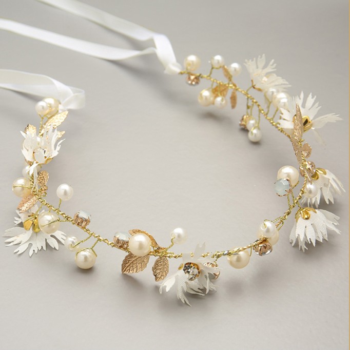 Alloy/Crystal With Flower Headbands (Sold in a single piece)