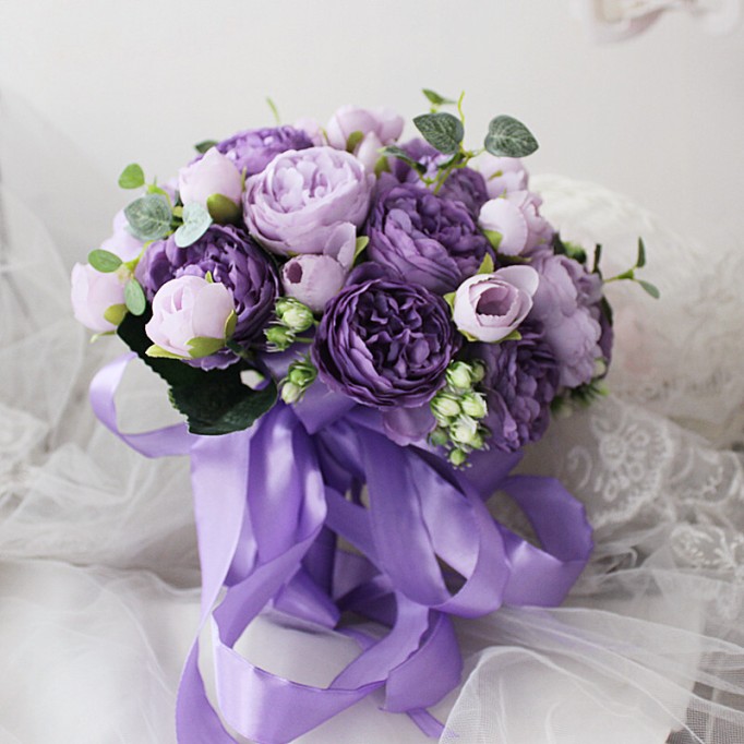 Elegant Round Silk Flower Bridal Bouquets - Bridal Bouquets
