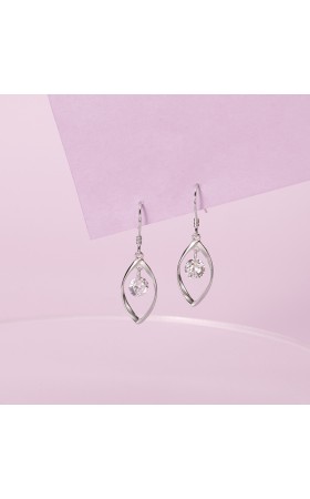 Ladies' Unique Silver With Irregular Cubic Zirconia Earrings