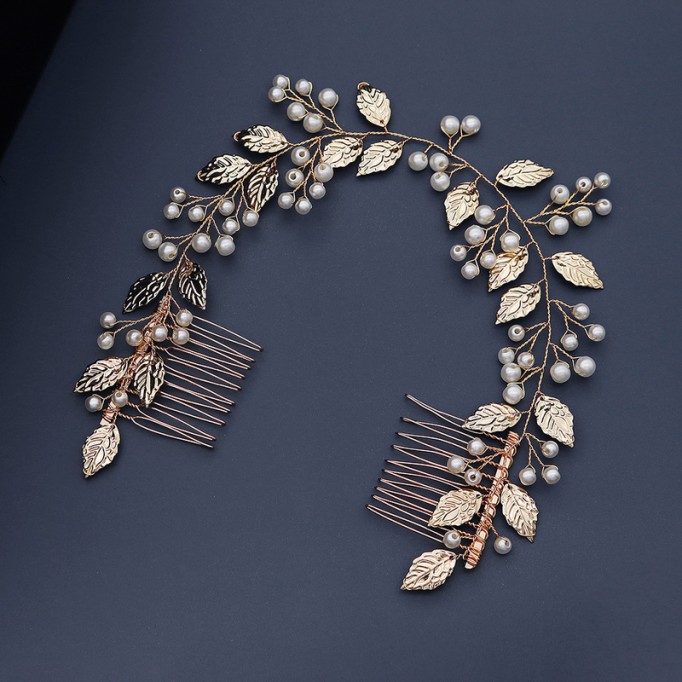 Combs & Barrettes/Headpiece Beautiful With Venetian Pearl (Sold in single piece)