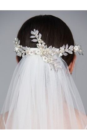 One-tier Cut Edge Waltz Bridal Veils With Rhinestones/Faux Pearl