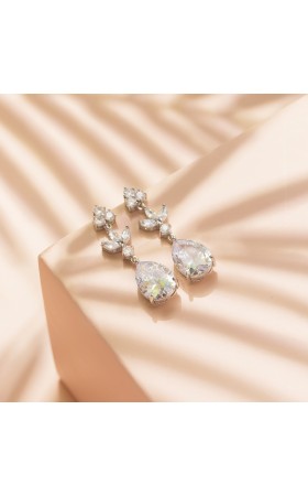 Ladies' Beautiful Alloy With Irregular Cubic Zirconia Earrings