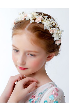 Flower Girl Alloy/Imitation Pearls Fenduchs With Rhinestones/Applique/Faux Pearl