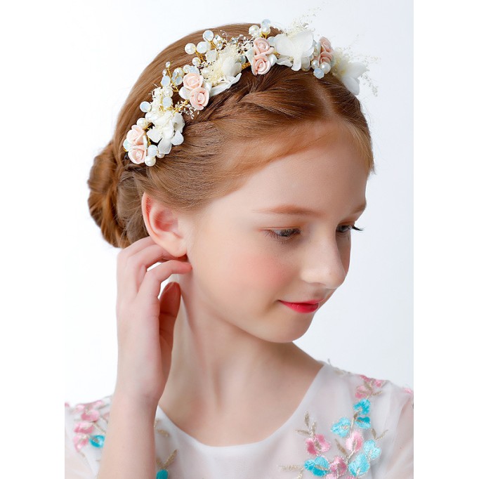 Flower Girl Alloy/Imitation Pearls Fenduchs With Rhinestones/Applique/Faux Pearl