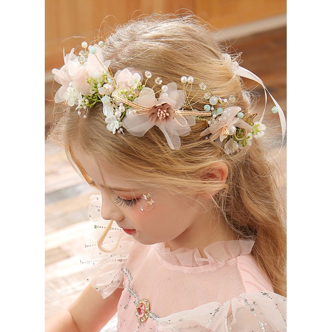 Flower Girl Tulle/Alloy/Sequin/Plastic Fenduchs With Lace/Flower/Sequin/Pearl