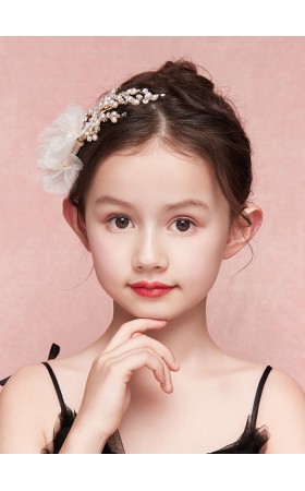 Flower Girl Tulle/Alloy/Imitation Pearls Fenduchs With Flower/Pearl/Imitation Rhinestone