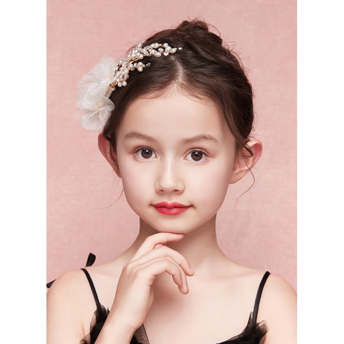 Flower Girl Tulle/Alloy/Imitation Pearls Fenduchs With Flower/Pearl/Imitation Rhinestone