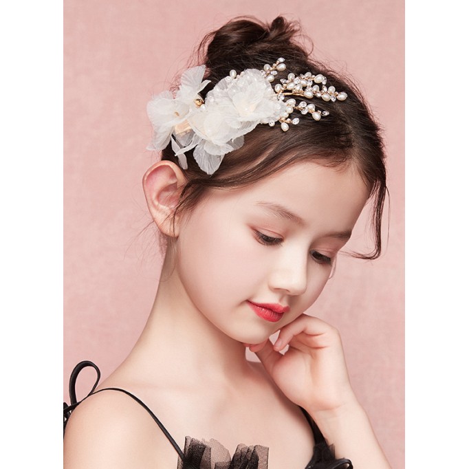 Flower Girl Tulle/Alloy/Imitation Pearls Fenduchs With Flower/Pearl/Imitation Rhinestone