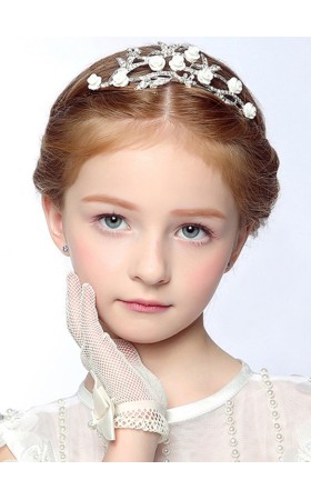 Flower Girl Alloy Fenduchs With Rhinestones/Flower