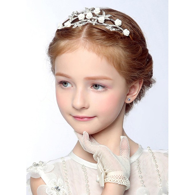 Flower Girl Alloy Fenduchs With Rhinestones/Flower