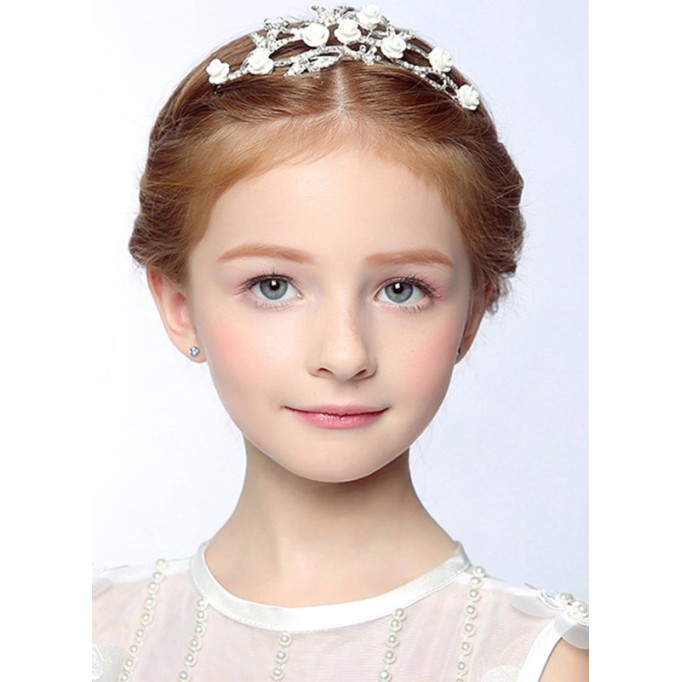 Flower Girl Alloy Fenduchs With Rhinestones/Flower