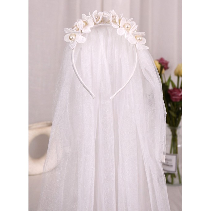 Flower Girl Polyester/Lace Fenduchs With Applique/Pearl/Petals
