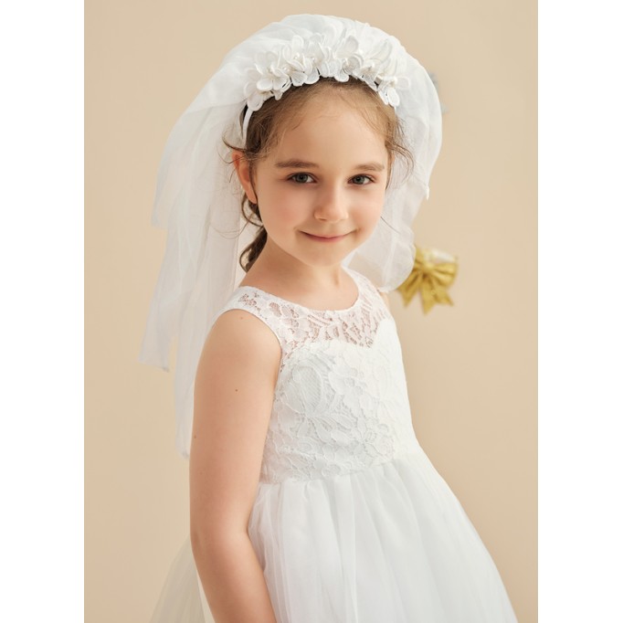 Flower Girl Polyester/Lace Fenduchs With Applique/Pearl/Petals